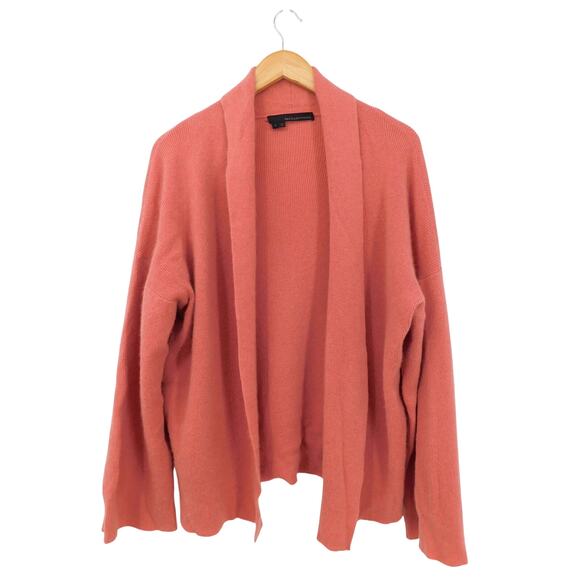 360 Cashmere Pink Salmon Open Front Draped 100% Cashmere Cardigan Sweater Size S - Picture 2 of 6